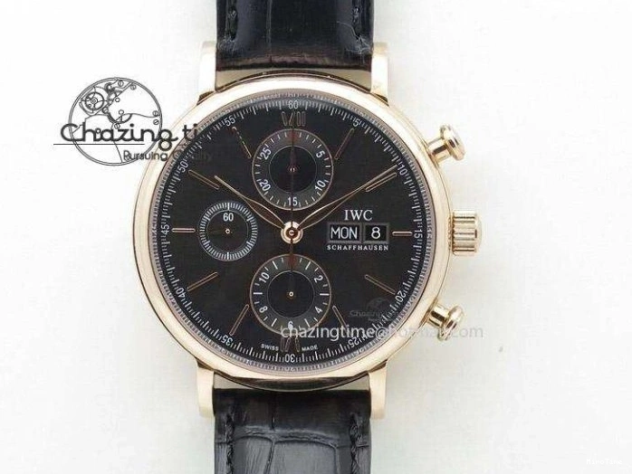 MIROTIME 0504 SmartChoice Mark XVIII IW327006 Titanium M+F 1:1 Best Edition Black Dial on Brown Leather Strap A 7145